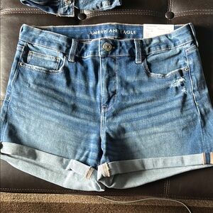 American Eagle Outfitters Blue Jean Shorts with Cuffed Hem